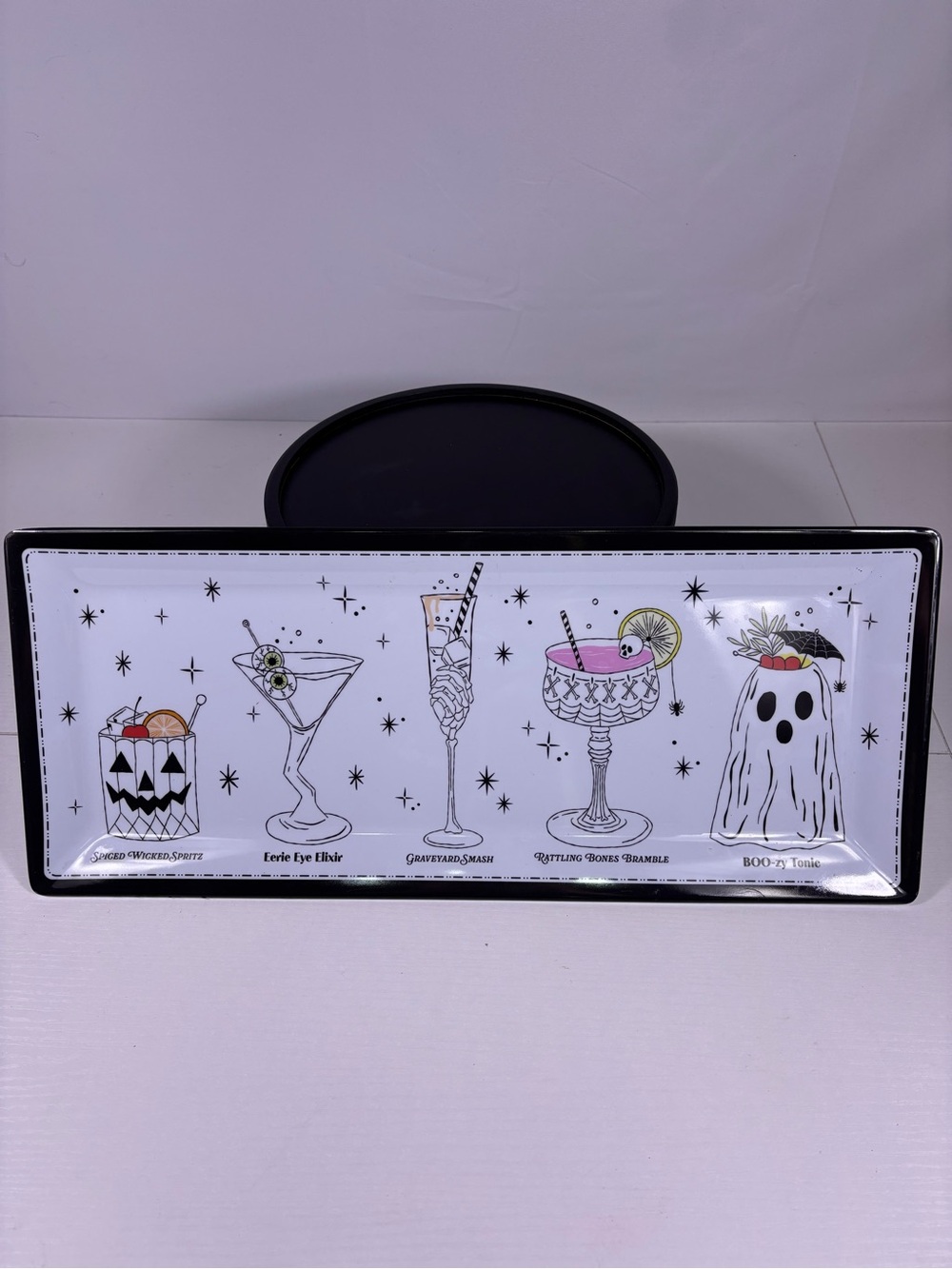 NWT Rachel Zoe Halloween Cocktail Sandwich Tray Melamine 19” Ghost Skull